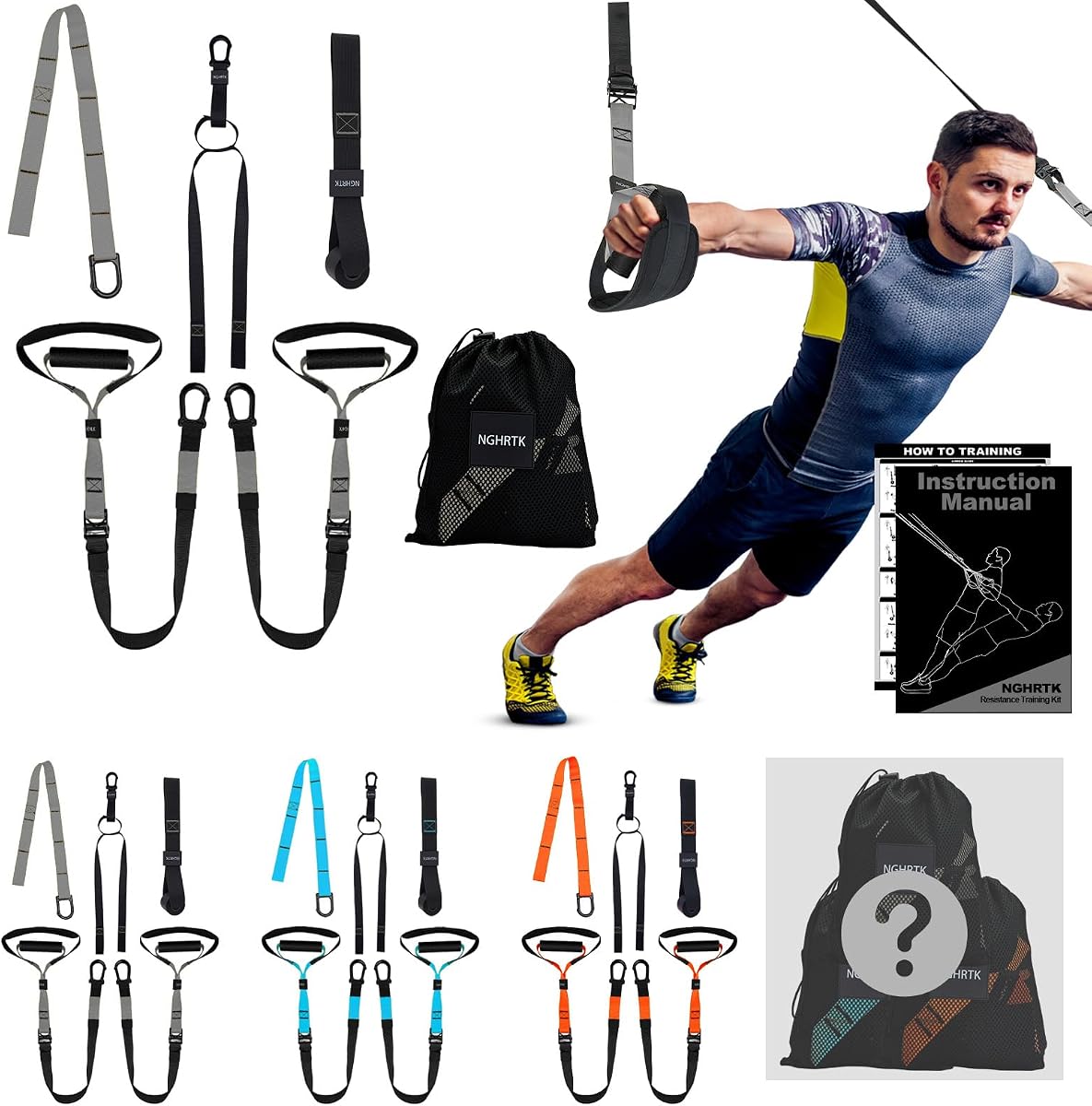Home Resistance Training Kit with Adjustable Extension Exercise Straps | Portable Full-Body Workout Set for Indoor and Outdoor Strength Training | Wide Foot Cradles for Added Comfort and Support