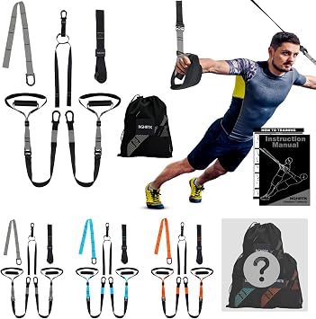 Home Resistance Training Kit with Straps & Bands Adjustable Full-Body Workout System for Home Gym, Yoga, Pilates, Travel | Compact Design