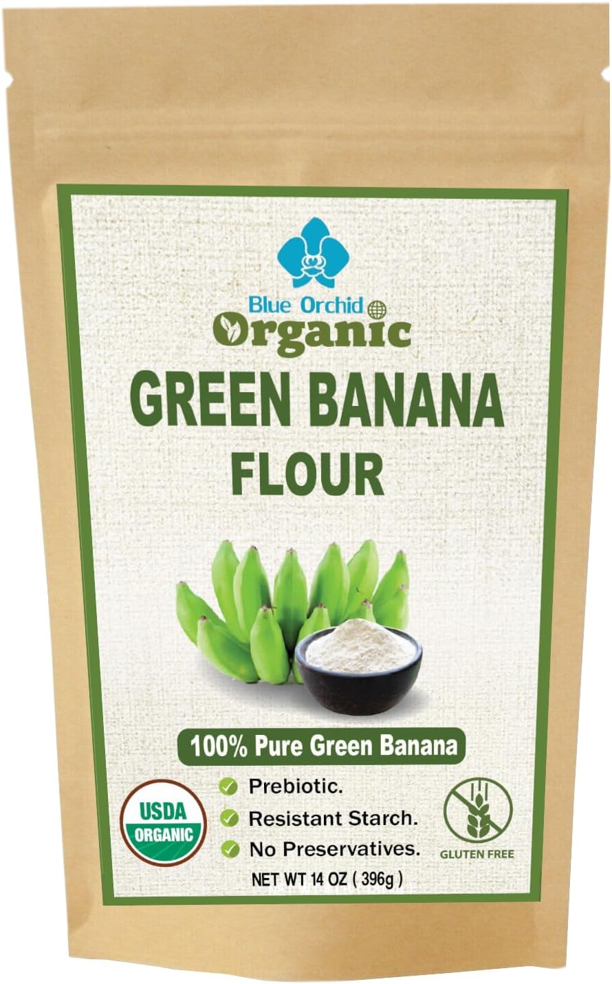 Organic Green Banana Powder - Resistant Starch - Superfood Pre-biotic Smoothie Powder - Flour Substitute for Baking - Gluten-Free - Grain-Free (14 OZ)