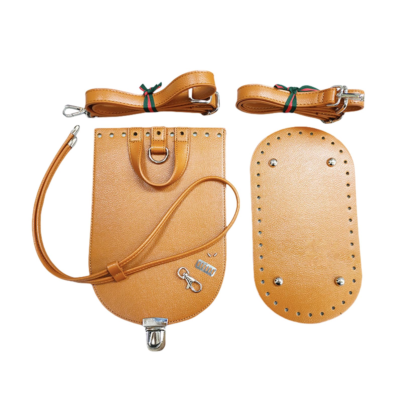 Handgefertigtes Häkeltaschen-Zubehör-Set mit verstellbarem Riemen, PU-Lederboden und Boden zum Basteln von Rucksäcken, Geldbörsen, Rucksäcken, Reparaturzubehör