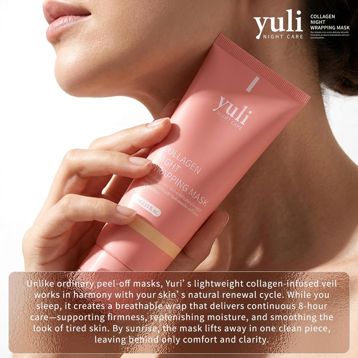 YULI Collagen Overnight Wrapping Peel Off Face Mask, Yuri Overnight Collagen Face Mask Easy Peel Off Facial Mask Skin Care Night Mask