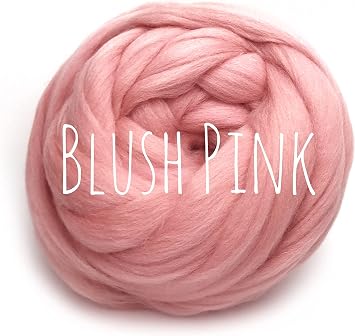 Chunky Wool - Blush Pink - for arm Knitting Chunky Blanket Weaving Felting Jumbo Yarn Giant Wool Soft 50g (0.11lb)
