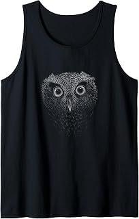 Screech Owl Drawing | Staring Big Eyes Owly Art Tank Top