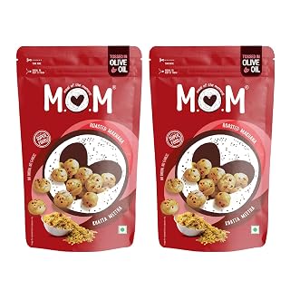 MOM - Meal of the Moment, Roasted Khatta Meetha Makhana (Pack of 2), 60g each | Source of Protein | No Palm Oil | Gluten free