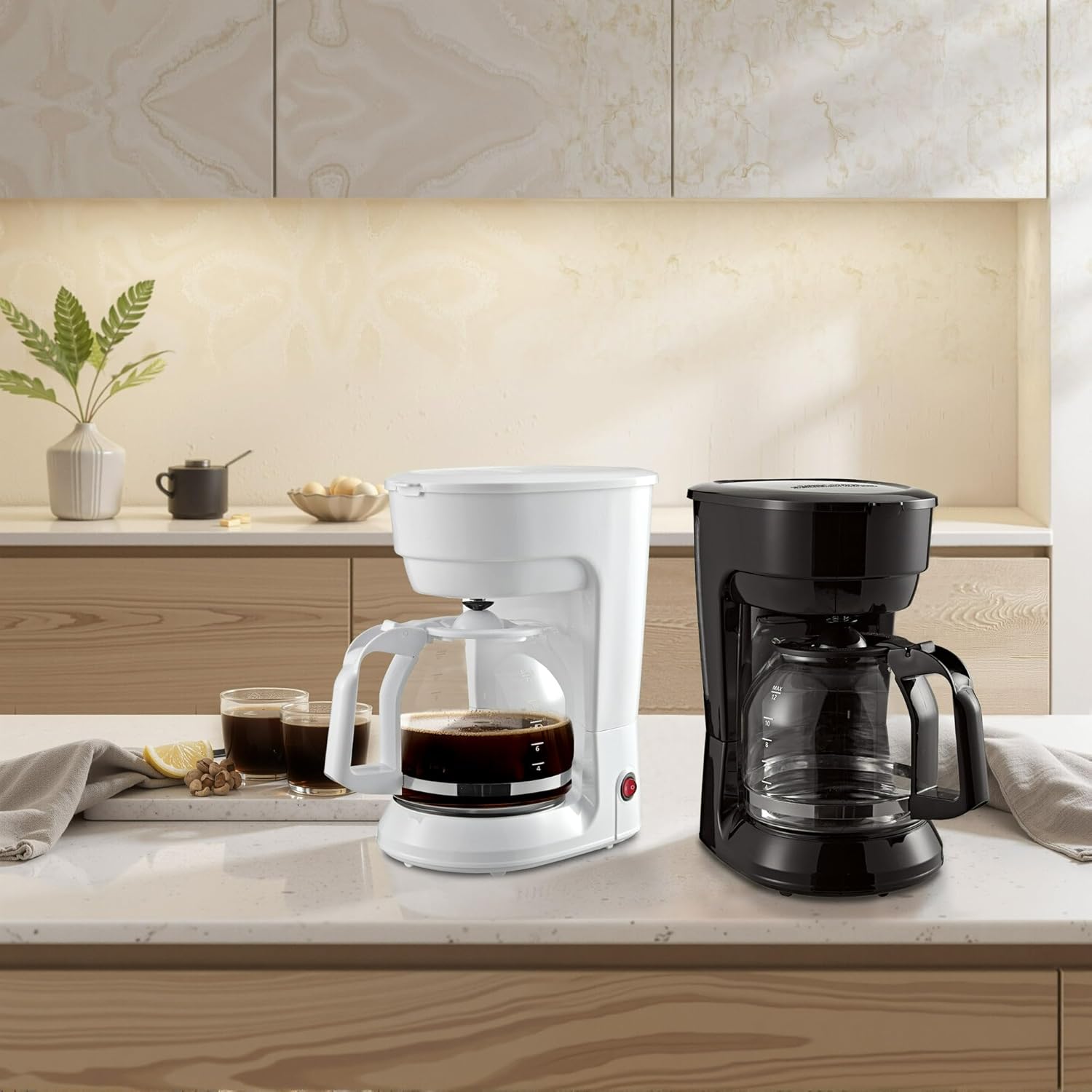 Black 12-Cup Drip Coffee Maker - 30-second Anti-drip Function Minimizes Mess During Pouring, The Indicator Light Clearly Shows When The Coffee Maker Is On Or Off