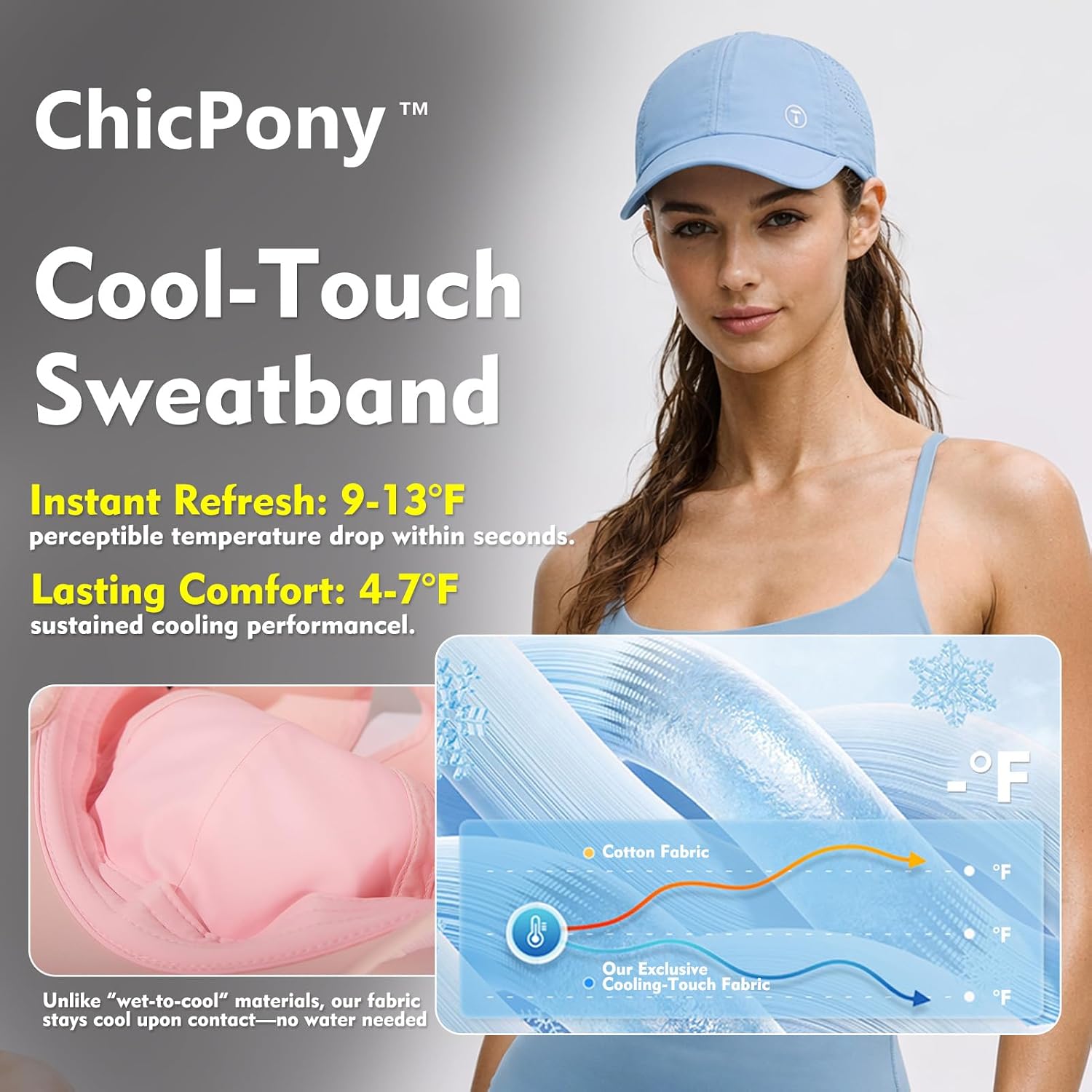 TOP-EX ChicPony™ Cooling UV 50 High Ponytail Baseball Cap for Women - Breathable for Running Golf Sports