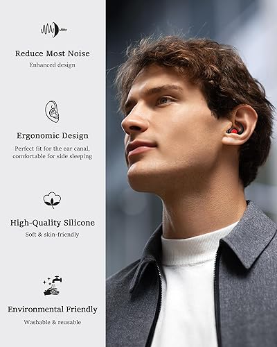 Miniatura 3 de Tapones para los oídos para dormir, tapones para los oídos de silicona suave con reducción de ruido, 2 pares de tapones reutilizables de protección