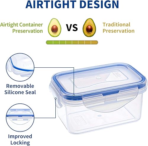 Miniatura 2 de KIGI Paquete de 6 cajas Bento rectangulares de plástico de 6 onzas, a prueba de fugas, recipientes de almacenamiento de alimentos con tapas