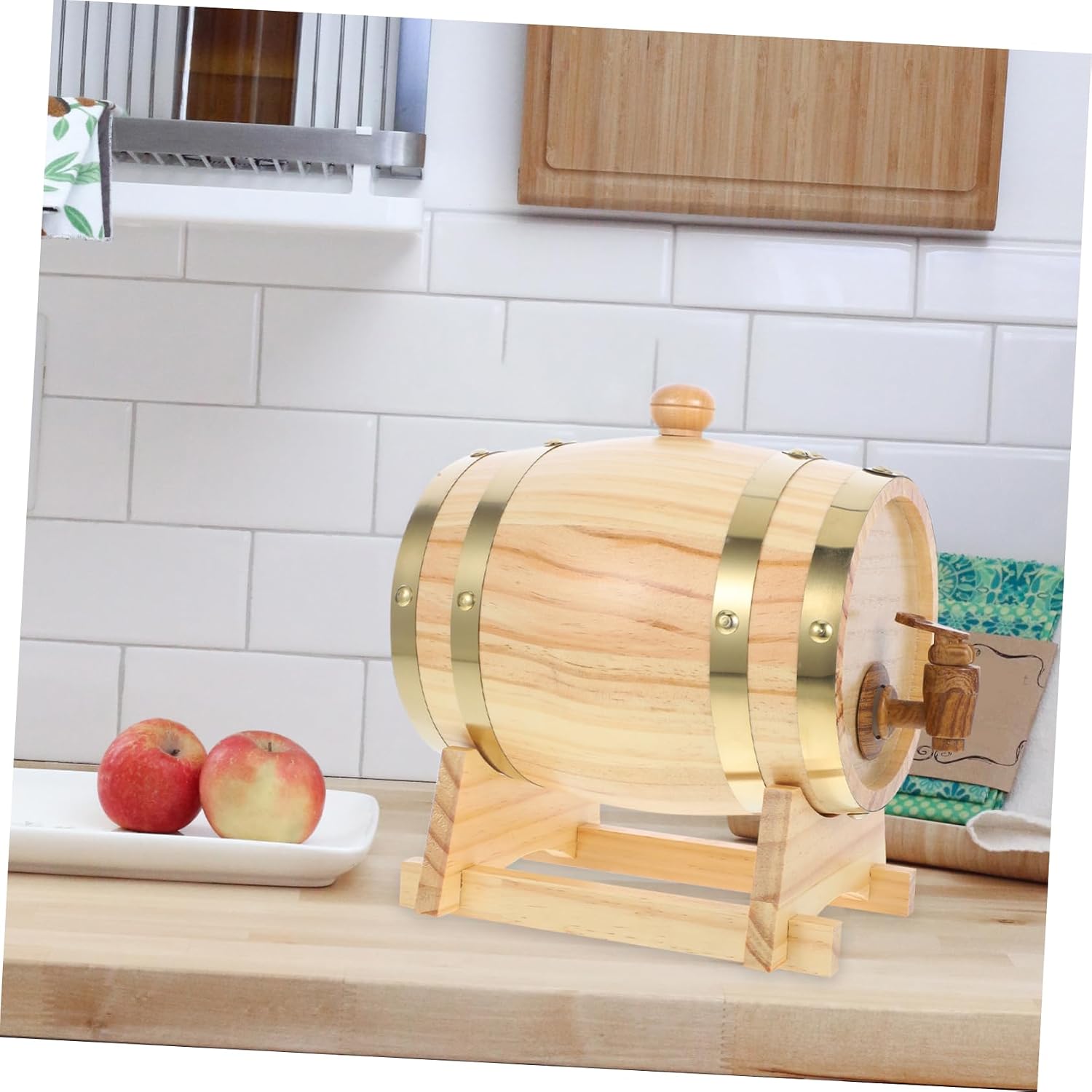 Wood Wine Barrel Dispenser 1.5l Wood Storage Oktoberfest Hat