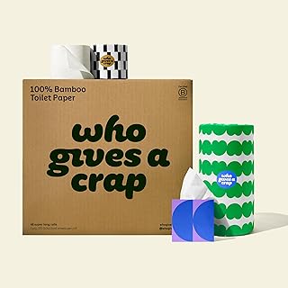 The Bigger Bundle, 48 Bamboo Toilet Paper Rolls & 12 Bamboo Tissue Boxes, 12 Recycled Paper Towel Rolls, Eco Friendly, Sustainable, Plastic Free Household Essentials