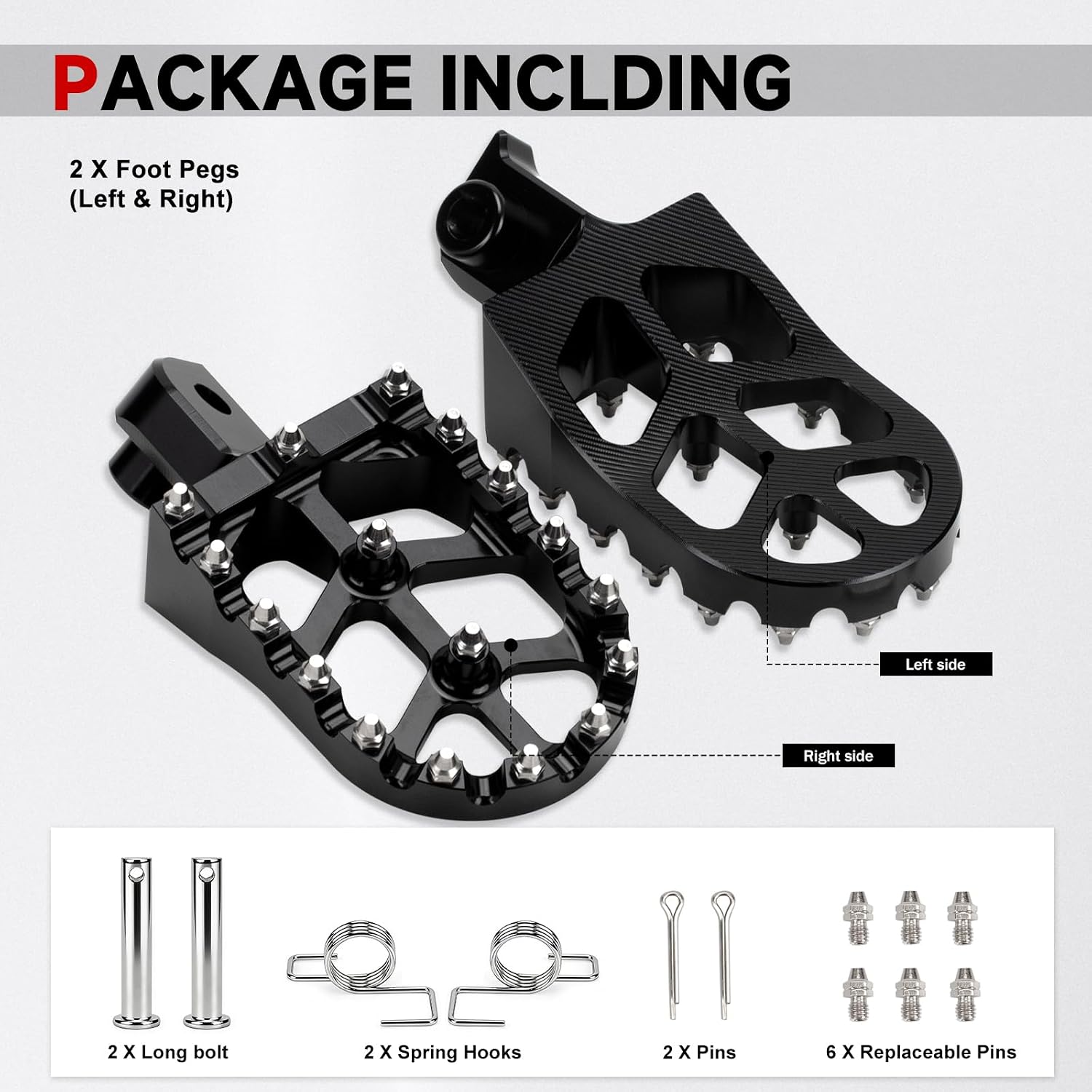 XINGWU Dirt Bike Foot Pegs for Tutti Soleil 01 CNC T7075 Wide Footpegs Anti-Slip Off-Road Footpeg Pedals for Dirt Pit Bike EBike Motorcycle (Black)