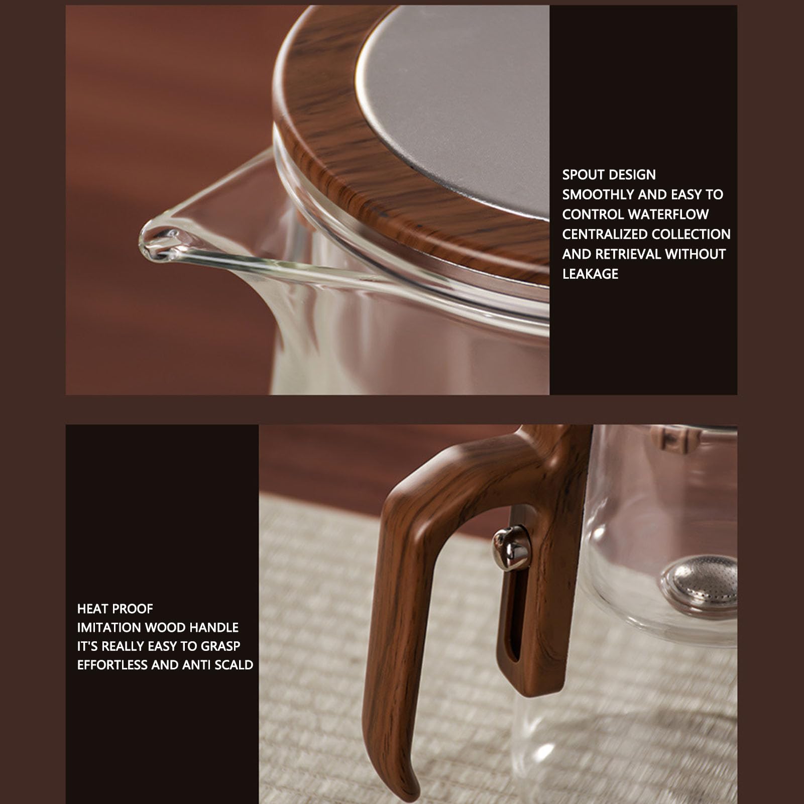 Focket Tetera Enchanti, tetera de vidrio con infusor para té a granel y separación magnética del agua con control de presión, regalo ideal para aficionados y profesionales (800ml)