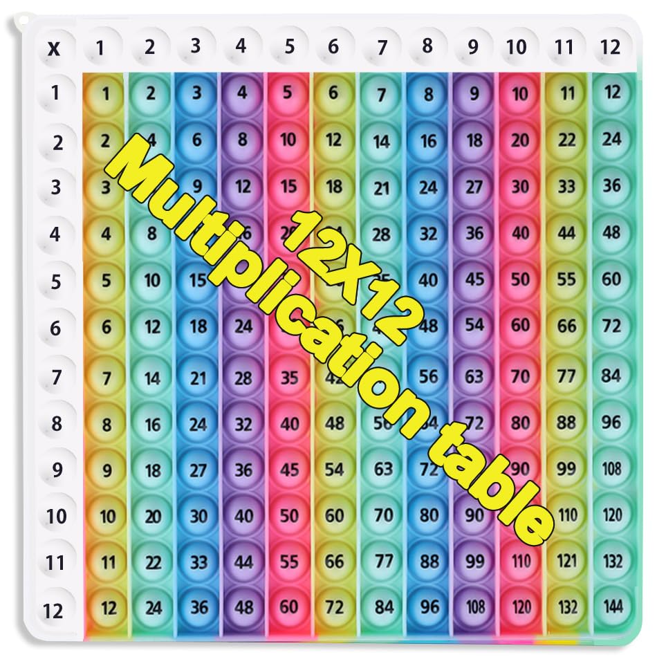 Rainbow Multiplication Table pop Fidget Toys Educational Math Learning Board Game, 12x12 Times...