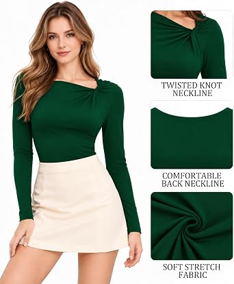 ALGALAROUND Women's Asymmetrical Twist Knot Neckline Top