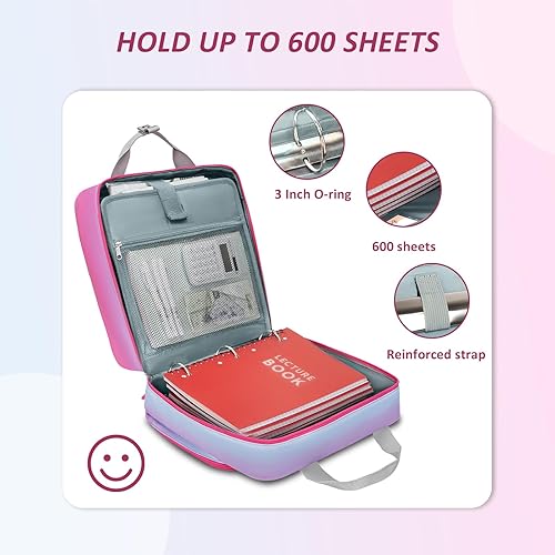 Miniatura 3 de Ytonet Carpeta con cremallera de 3 anillas, carpeta de 3 pulgadas con cremallera para laptop de 15.6 pulgadas, 600 páginas extra grande, organizador