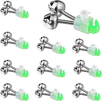 10 sinos de vara de pesca, alarme duplo para vara de pescar, 4 cm, verde galvanizado, indicador de mordida de peixe portátil reutilizável para indicadores de mordidas noturnas