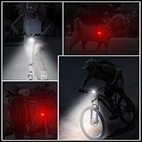 Vista 7 de 2 luces para bicicleta, luces delanteras y traseras, juego de luces de bicicleta recargables por USB, 6+12 modos, luces impermeables IPX4