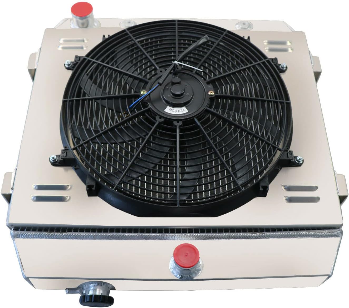 CU5057 3 Row Aluminum Radiator For Chevy Bel Air/One-Fifty Series/Two-Ten Series 1955-1957 55 56 57 Radiator + Shroud + Fan + Relay