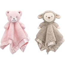 2 Pack Baby Security Blanket Soft Baby Lovey Fluffy Blanket for Girls Lovie Snuggle Toy Baby Cuddly Bear Stuffed Gift for Newborn Infants Pink 13.5 Inch
