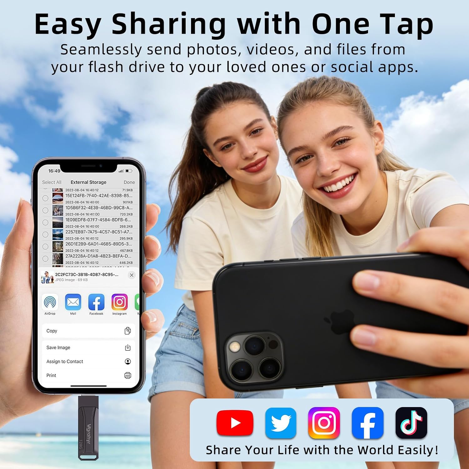 128GB USB Flash Drive, Dual USB A & Type-C Thumb Drive, Up to 150MB/s, Swivel Metal Housing, 2-in-1 Memory Stick for Android, Tablets, Laptops & PCs, USB OTG Jump Drive, iPhone 15/16/17 Compatible