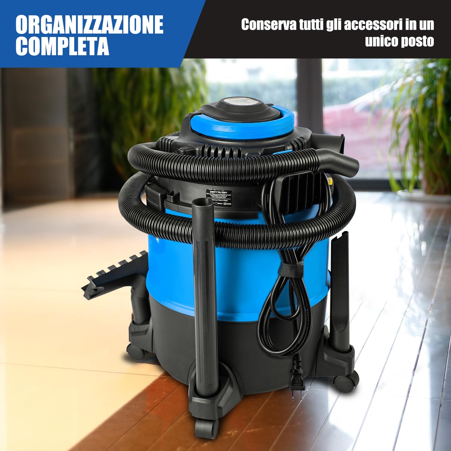 Vacmaster VBVB1223PF Secco e bagnato, Aspirapolvere liquidi e Solidi,1200W 23L,Soffiatore Estraibile,per Casa, Auto e Giardino