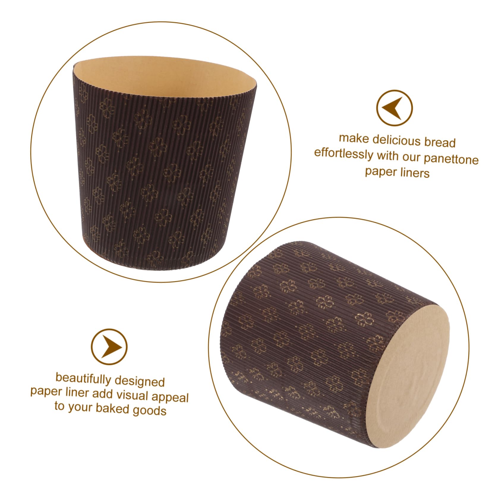 Molde de Papel para Hornear Panettone 10 Cm, Papel Resistente Grasa, Color Café, 25 Unidades, para Repostería Casera y Panadería Profesional