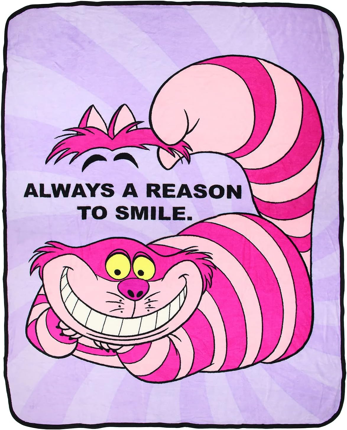 Disney Alice in Wonderland Cheshire Cat Just Smile Micro Raschel Fleece Throw Blanket 46" x 60" (116cm x 152cm)