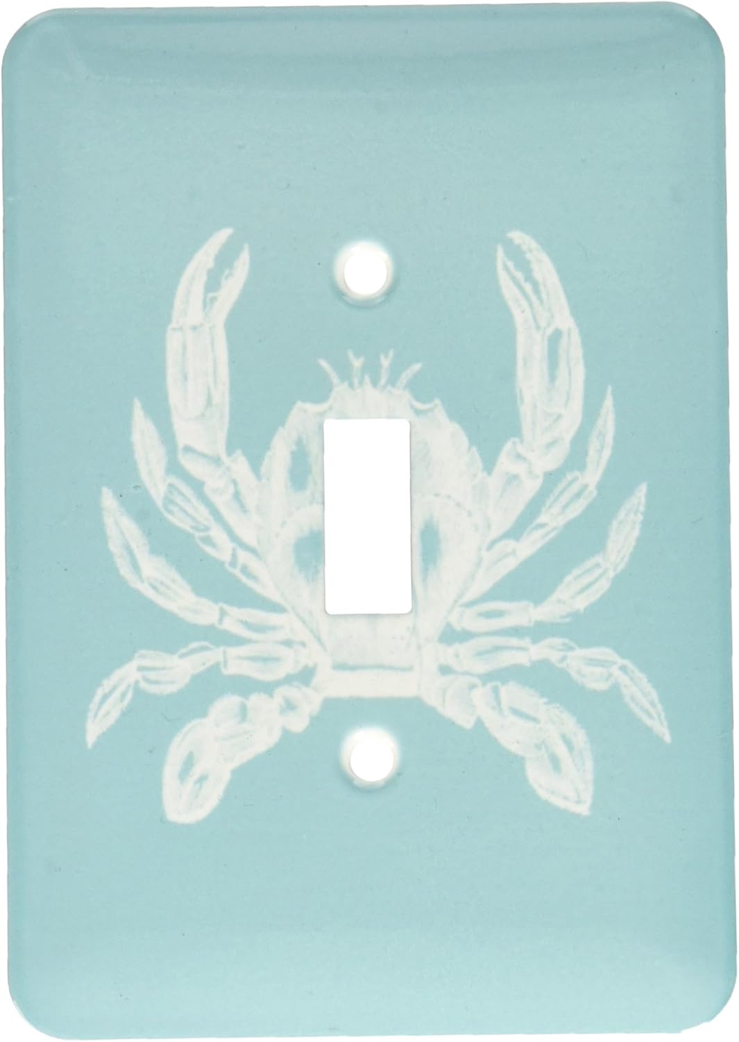 3dRose lsp_164898_1 White Crab Etched Teal Turquoise Aqua Blue Nautical Beach Sea Ocean Single Toggle Switch