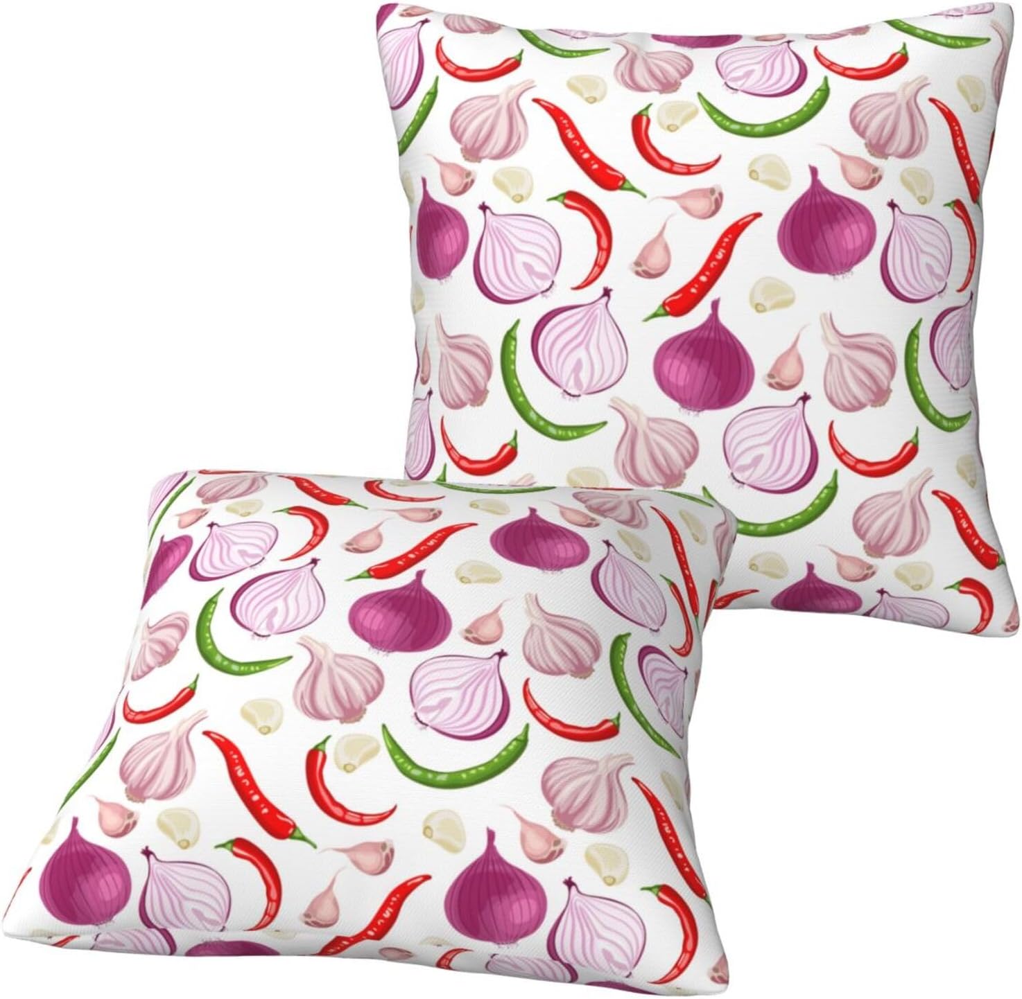 Throw Pillow Covers 12x12 Inch Set of 2 (No Pillow) - Onion Garlic Bell Pepper Square Decorative Pillow Case for Couch Bed Living Room House Decor, Soft Cushion Cover for Sofa Bedroom