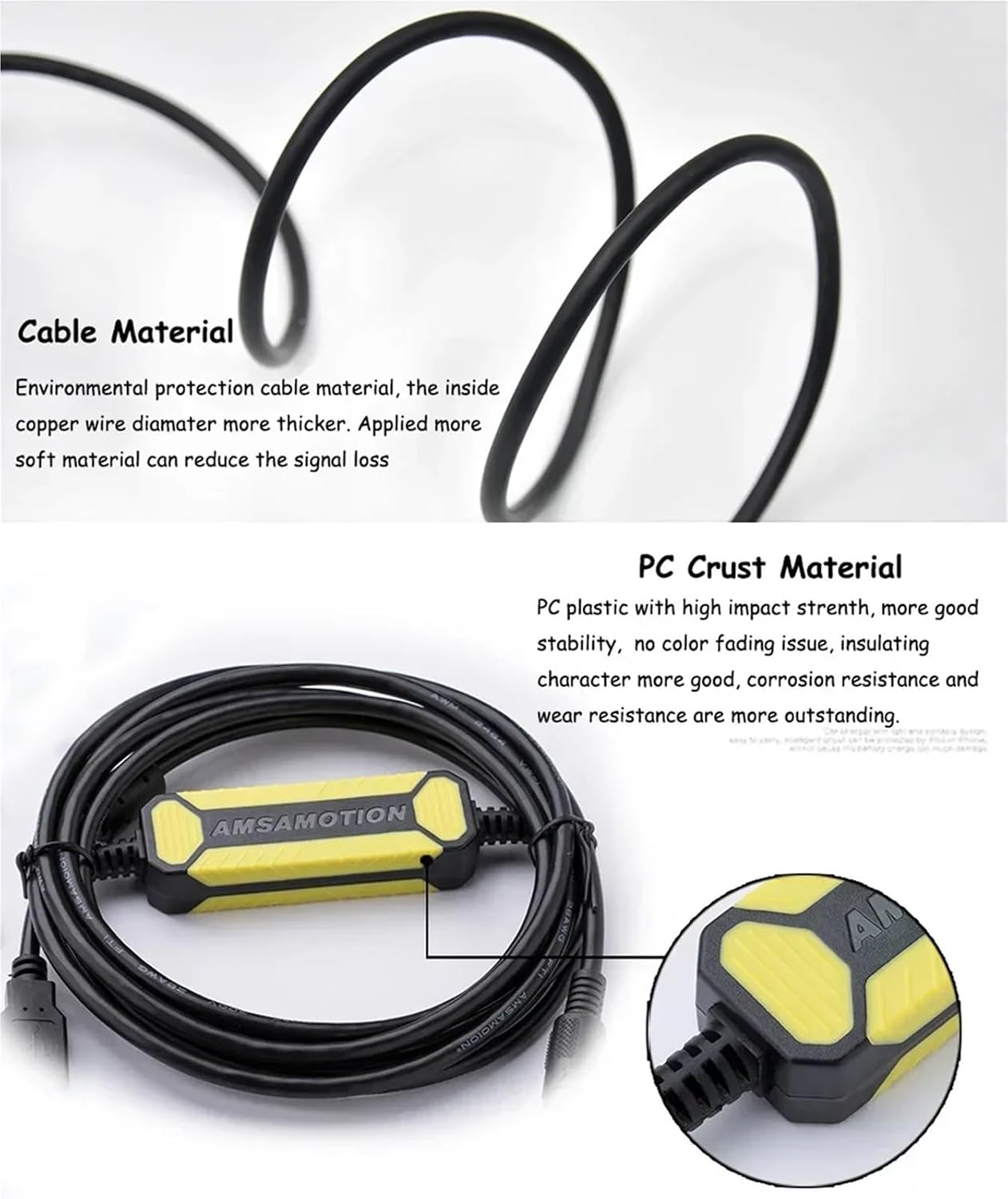 5Pcs USB-SC09-FX for FX Series PLC Programming Cable FX0N FX1N FX2N FX0S FX1S FX3U FX3G Communication Data(Black Yellow no Box)
