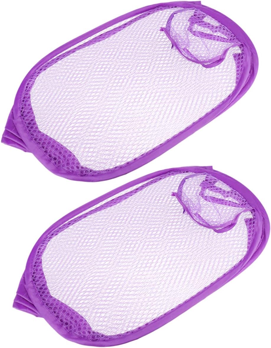 Foldable Laundry Mesh Basket 2 Pieces Screen Cloth Space Saving | Purple Set, Easy to Store and Move, Balcony Nursery Use, Dirty Clothes Sorting for Home