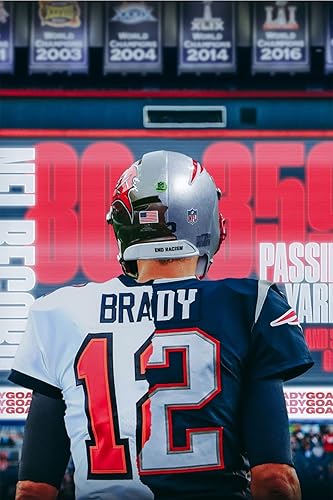 Póster en lienzo de Rugby Sports Star Tom Brady decoración de pared Tom Brady-1 16 x 24 pulgadas sin marco