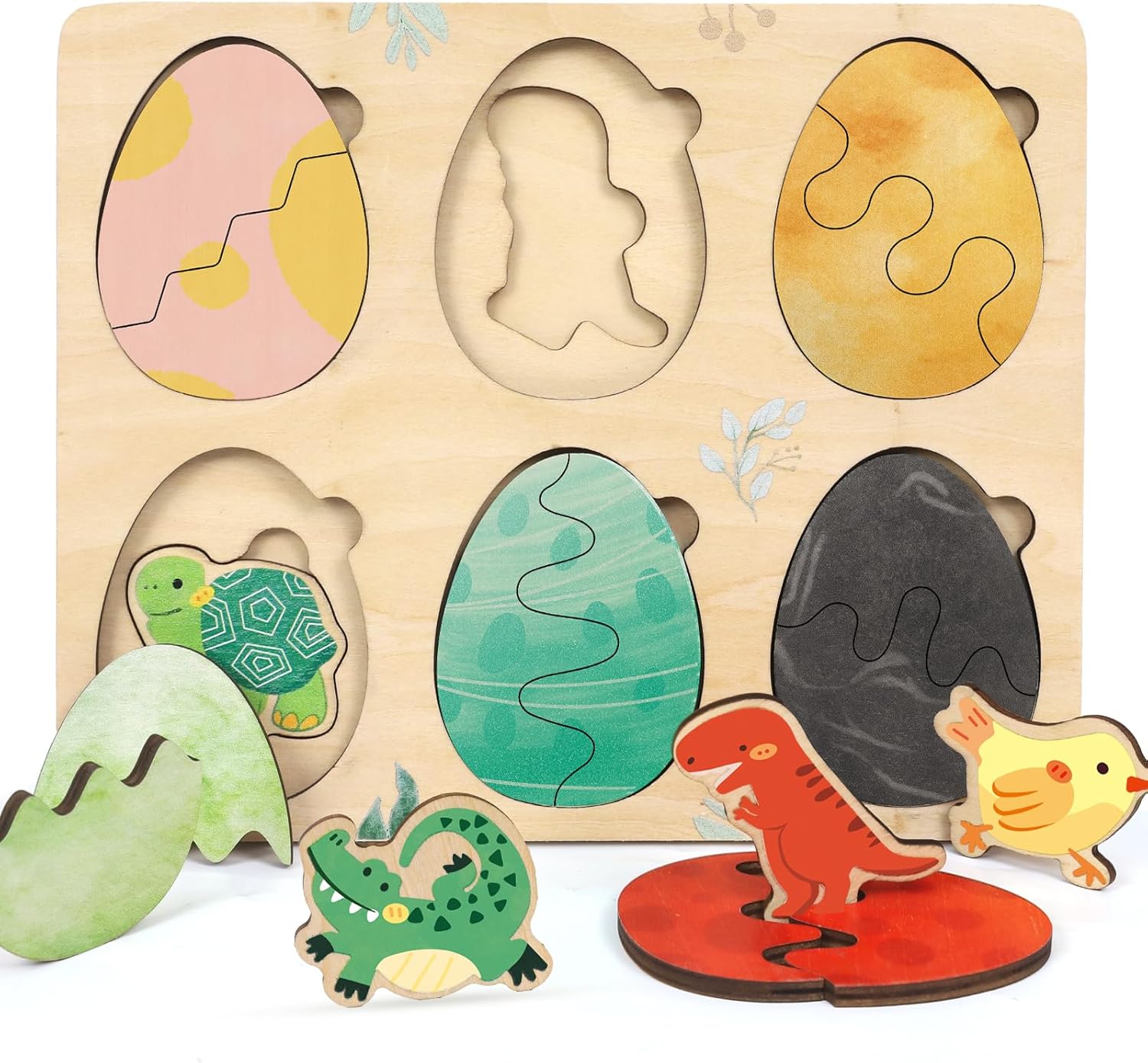 Montessori Wooden Puzzle for Toddlers 1-3, Easter 1 Year Old Boy and Girl Gifts, Wooden Toy for 2+ Year Old, Baby Puzzle for Toddlers Age 1-2 (8.6inches, Animals)