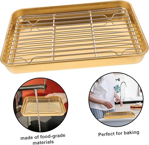 Miniatura 3 de Zerodeko 1 Unidades de Acero Inoxidable Utensilios para hornear Lasaña Rack Pan Sushi Placa de Acero Inoxidable Tostadora Pavo Asado Bandeja