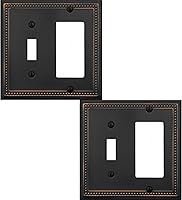 Vista 70 de Cubierta de Interruptor de Luz de Tomacorriente Dúplex Individual Belaire de Metal con Cuentas para Pared, Paquete de 4 Latón Antiguo 1 Gang