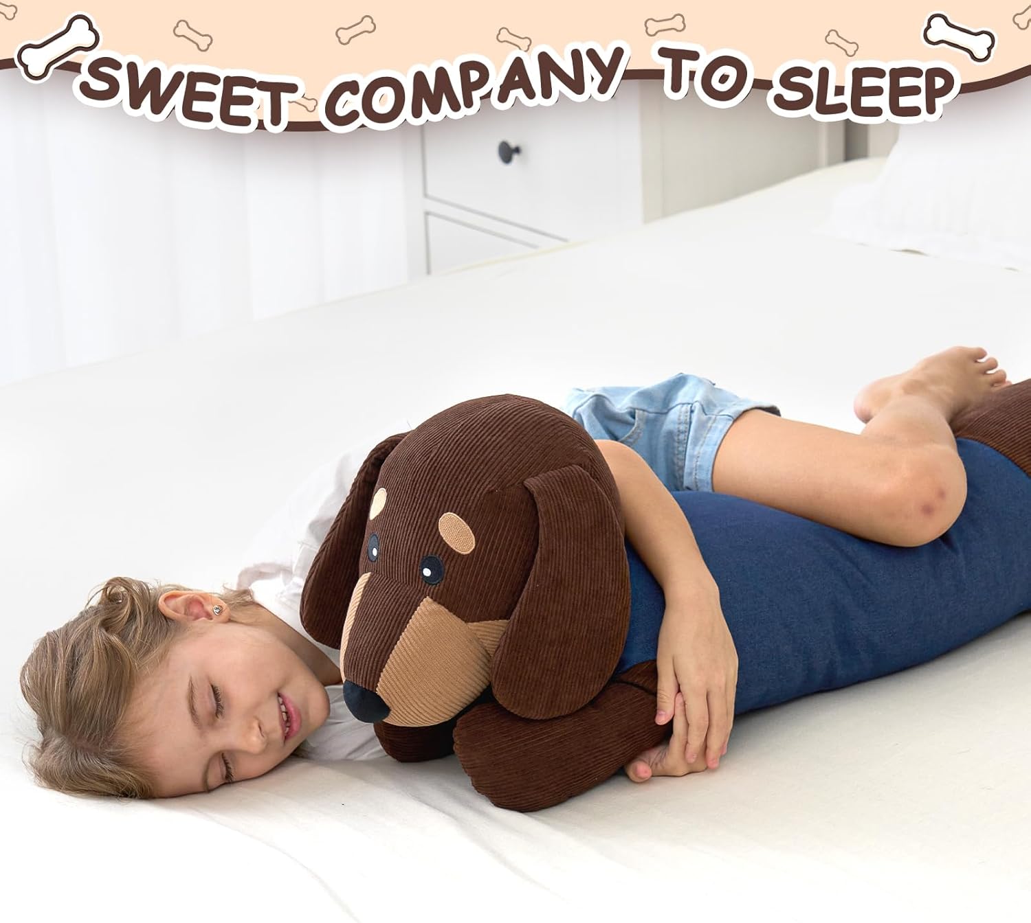 44 inch Giant Dachshung Dog Stuffed Animal, Cute Dachshung Wiener Dog Plush Toy Large Long Body Pillow Plushies Decor Gift Kids Boy Girl, Birthday