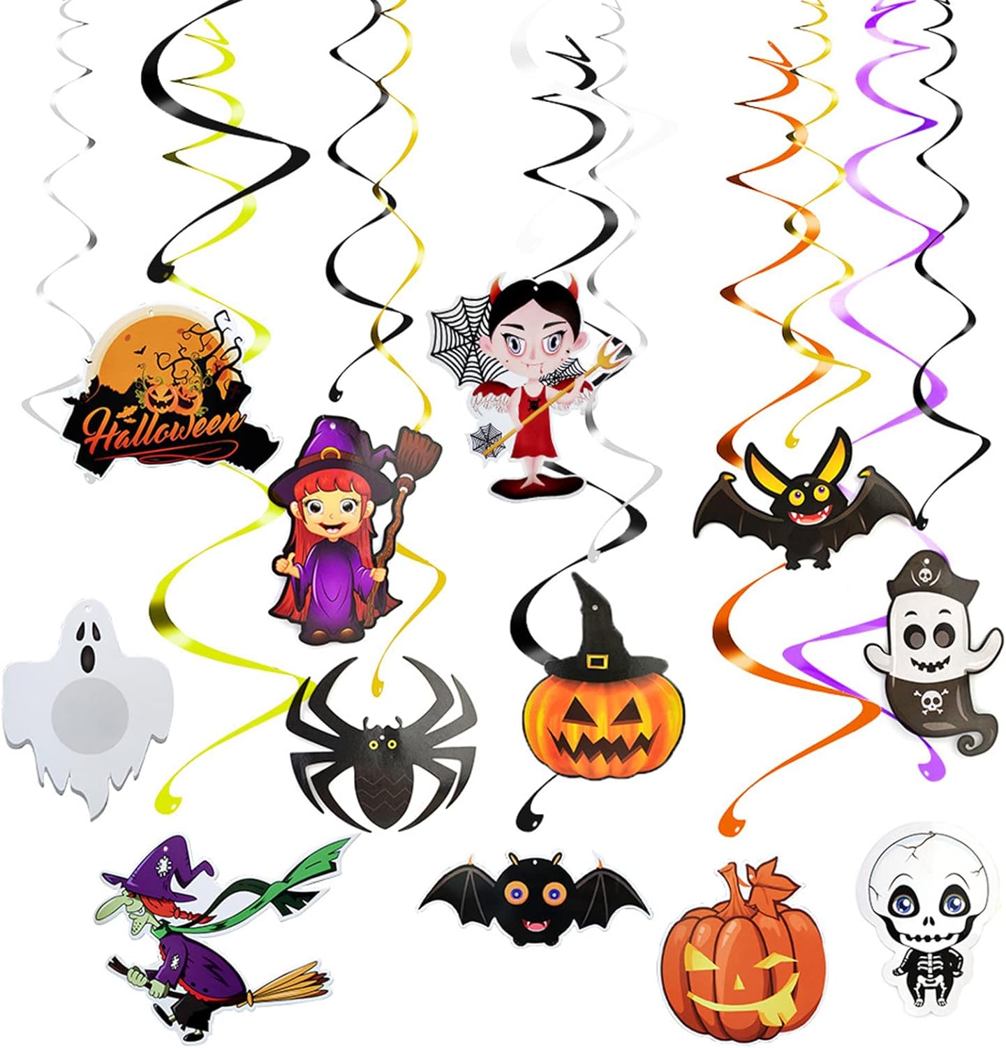 12 Stück Halloween Hängedeko - Luftschlangen Mit Gruselmotiven