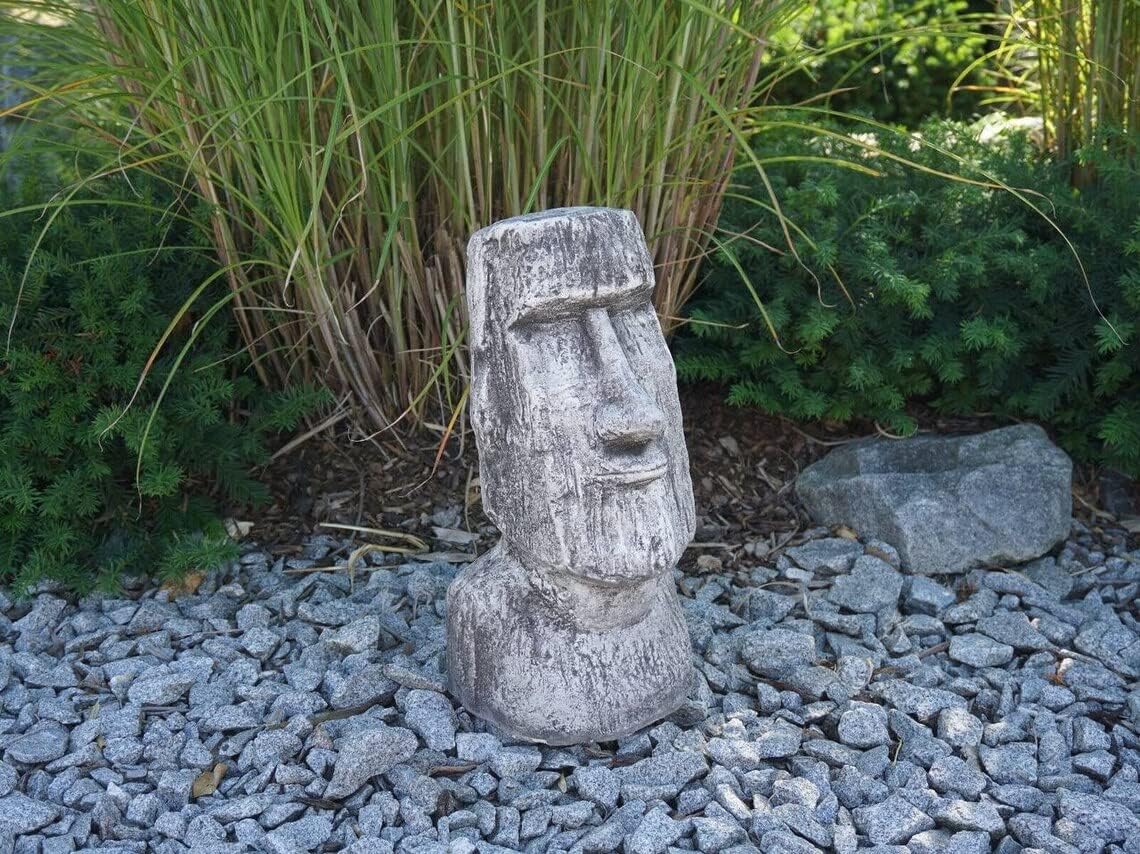 Stone Moai Head Statue Creative Decoration for Garden Creative Landscape Solid Rock Decor Gray