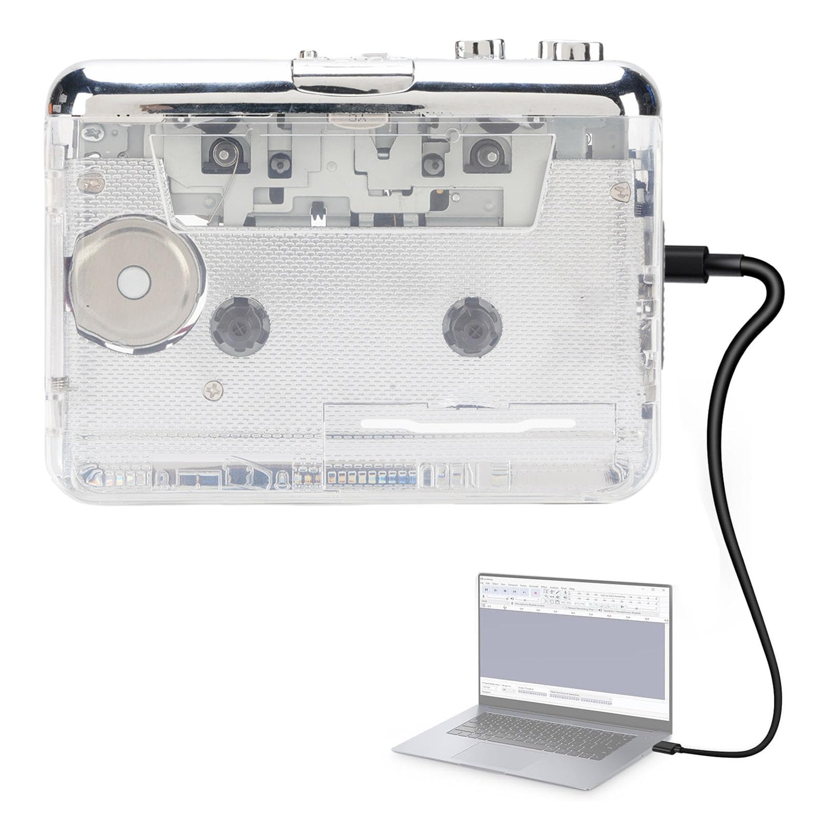 SENECESLI Lettore a Nastro per Cassette Portatile, Convertitore Digitale Audio a MP3 Tramite USB, Compatibile con PC e Laptop, Jack per Cuffie da 3,5 Mm