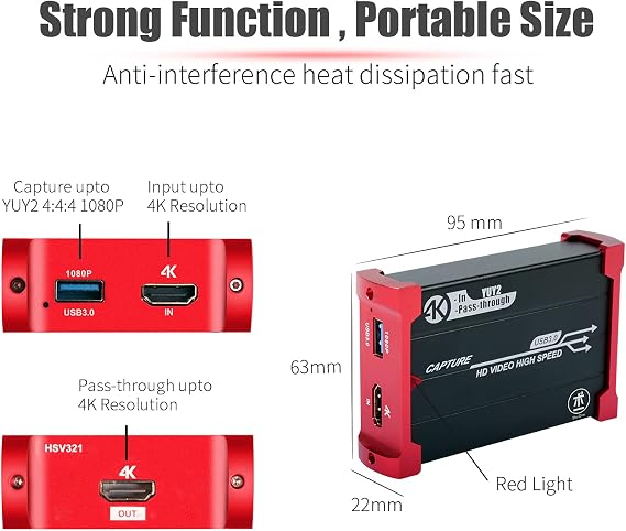 بطاقة التقاط Mirabox لـ Nintendo Switch ، بطاقة التقاط الصوت بالفيديو USB3.0 1080P 60FPS ، دعم إدخال 4K @ 30Hz و Passthrough لـ PS4 PS5 DSLR Xbox Streaming and Recording بواسطة OBS