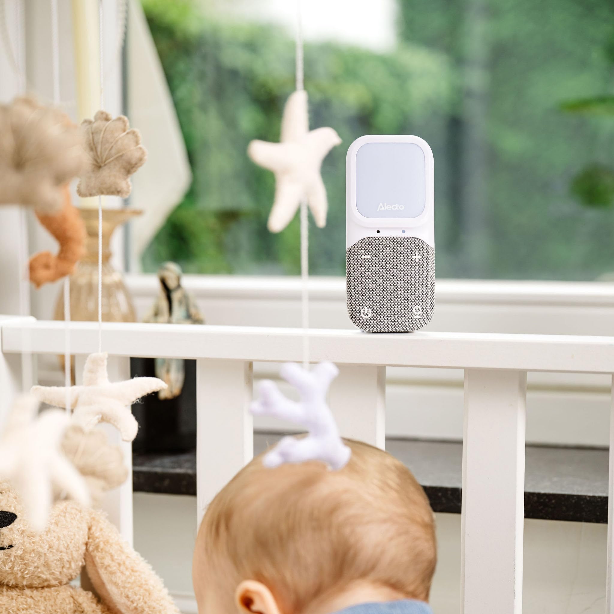 Alecto DBX140 Moderno baby monitor Full Eco Audio DECT display luce notturna Bianco Grigio
