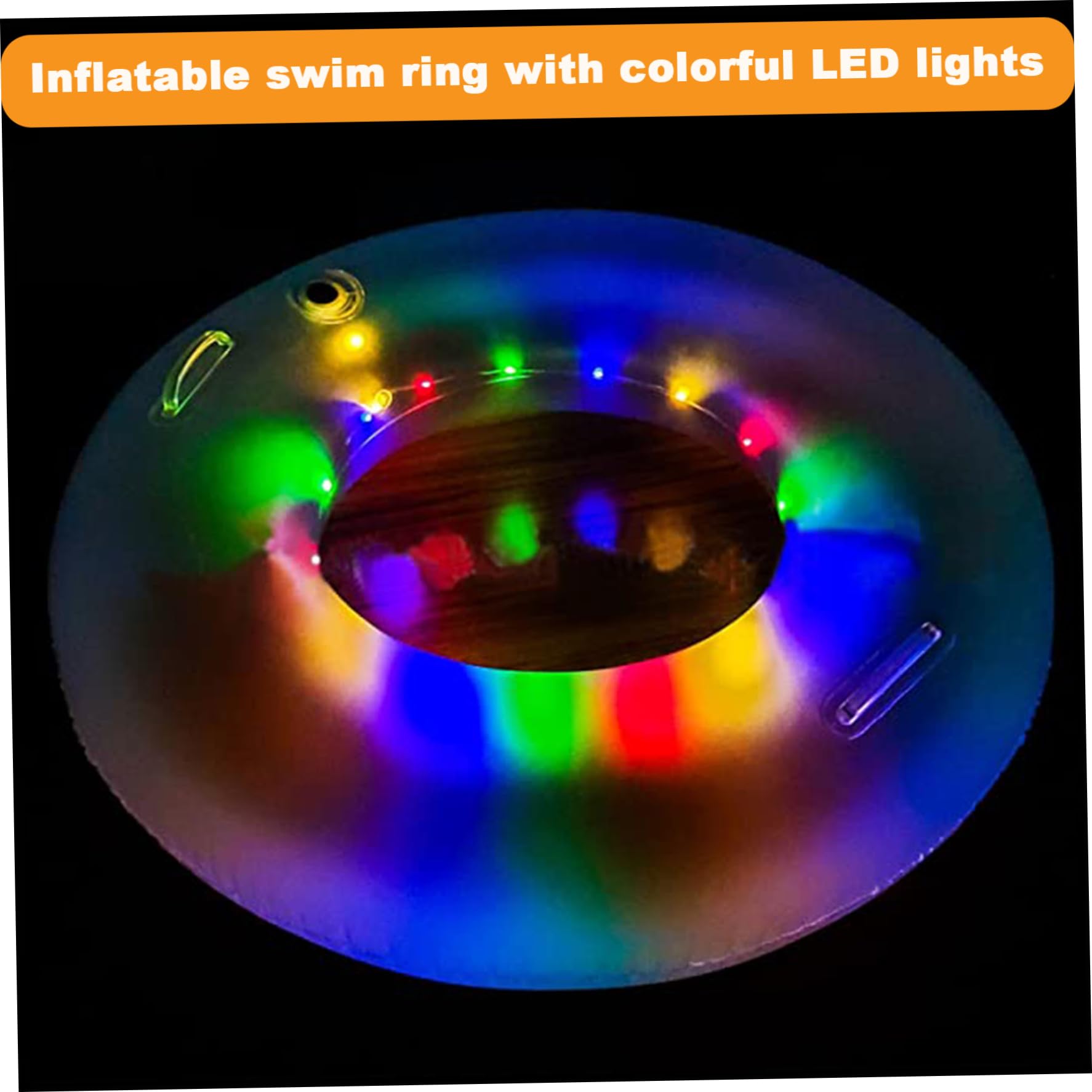 Anillo de natación redondo iluminado de PVC con asa, flotadores inflables para piscina, transparentes, impermeables, flotadores de piscina de verano para fiesta de entrenamiento de natación
