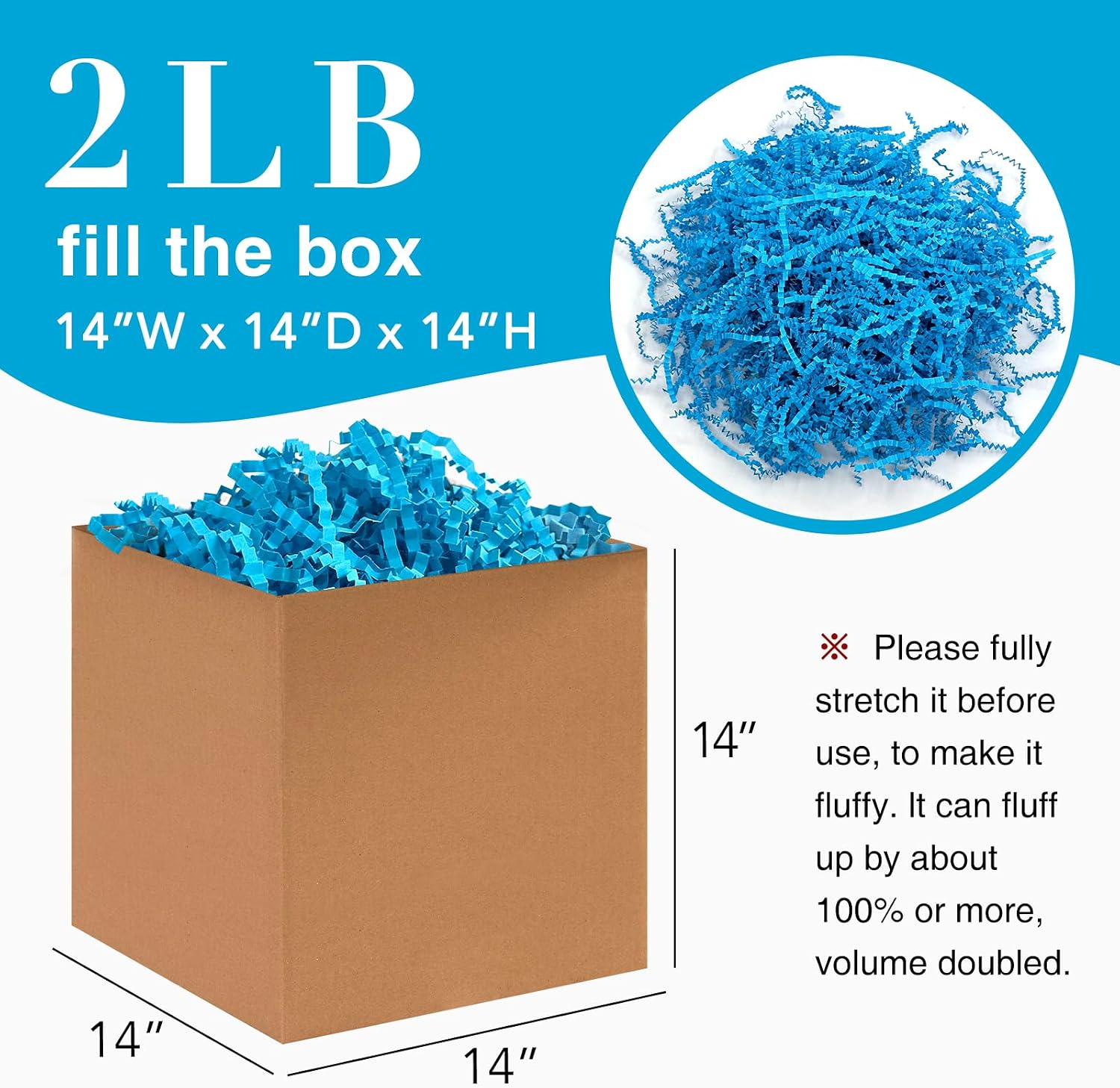 2LB Crinkle Paper Shred Filler for Gift Box Bag and Basket On Holidays (Lake Blue) image 2