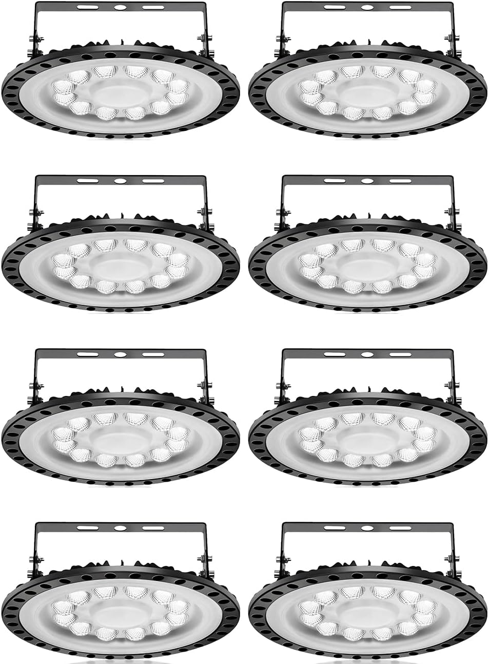 papsbox 8 Pack 50W UFO high Bay Lights,5000LM 6500K Super Bright Daylight White highbay led Light Fixture,110V Area lamp IP65 for Shop Garage Warehouse Workshop Gym Factory Commercial Lighting