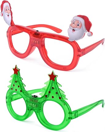 Karsaer 2 PCS Christmas Light Up Flashing Party Glasses, LED Christmas Party Sunglasses