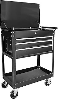 Aain® Rolling Tool Cart Cabinet Storage ToolBox Organizer for Mechanic With Drawer&Service Cart with Locking Top, Black