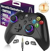 Kabelgebundener Xbox Controller für PC,Xbox Series X,S,One,PS4,Switch,Offiziell Alternativen,Gamepad mit ALPS Joystick (kein Stick-Drift),TURBO,1000Hz Polling Rate,2.5m Anti-Tension Kabel,Schwarz