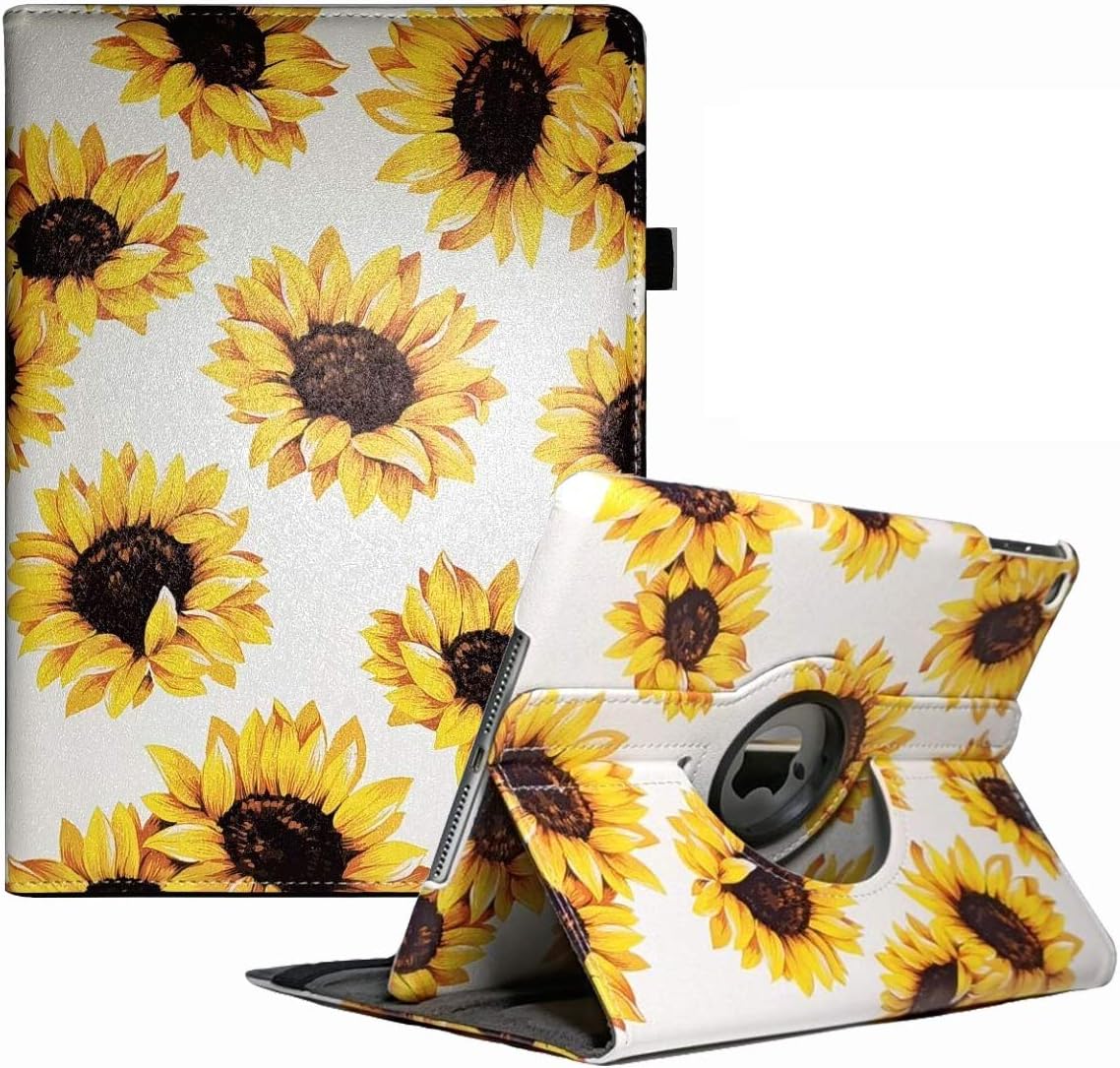 iPad Case for iPad 9.7 2018 2017 / iPad Air 2 / iPad Air - 360 Degree Rotating Stand Protective Cover with Auto Sleep Wake for iPad 9.7 inch (6th Gen 5th Gen) iPad Air 2 / iPad Air (9.7-Sunflower)