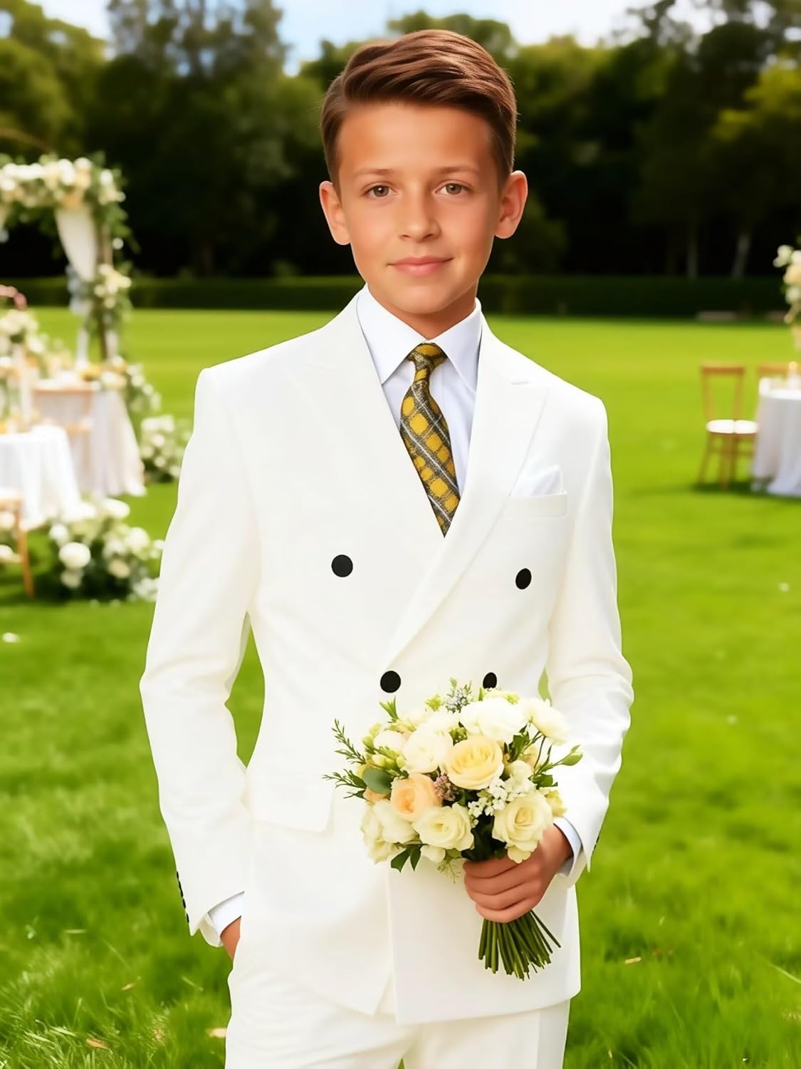 Boys Suits Toddler Boy Wedding Tuxedo Ring Bearer Outfit for Easter Formal Suit Set 2pcs Blazer Pants Dress Clothes