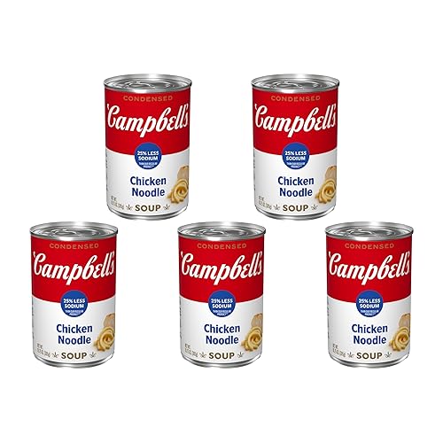 Campbell's Sopa condensada de fideos de pollo con un 25% menos de sodio, lata de 10.75 onzas (paquete de 5)